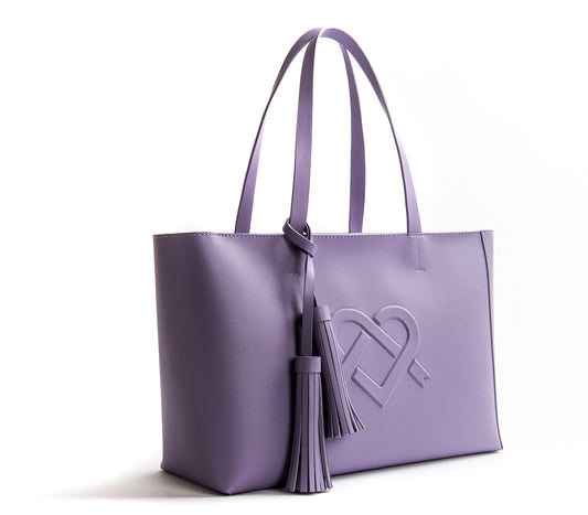 L lilac leather shopper bag